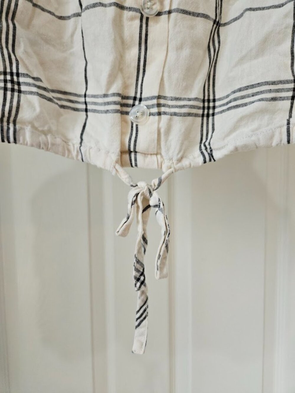 A New Day Plaid Checkered Crop Top Sleeveless Cottagecore Linen White Medium - Picture 7 of 8